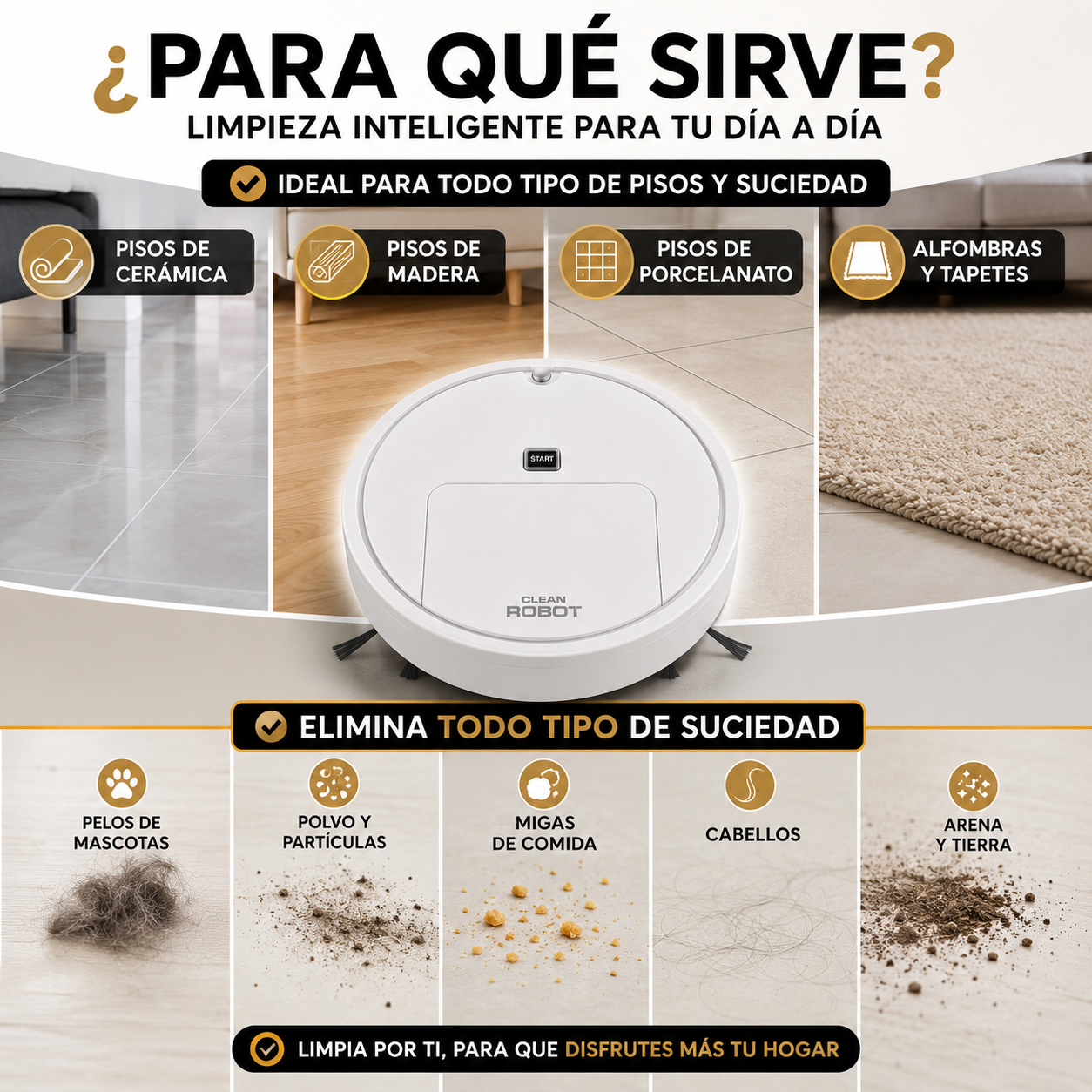 Aspiradora Robot 3 en 1 - Limpieza en tu hogar